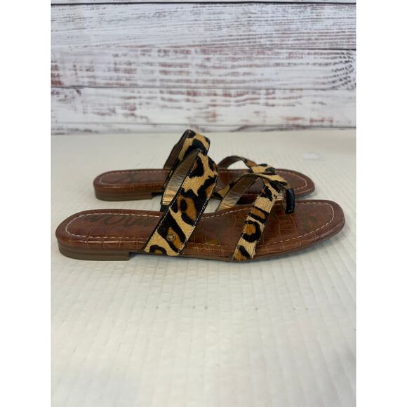 Sam Edelman Bernice Cow Hair Leopard Print Slide Sandals Size 8M - Picture 6 of 14